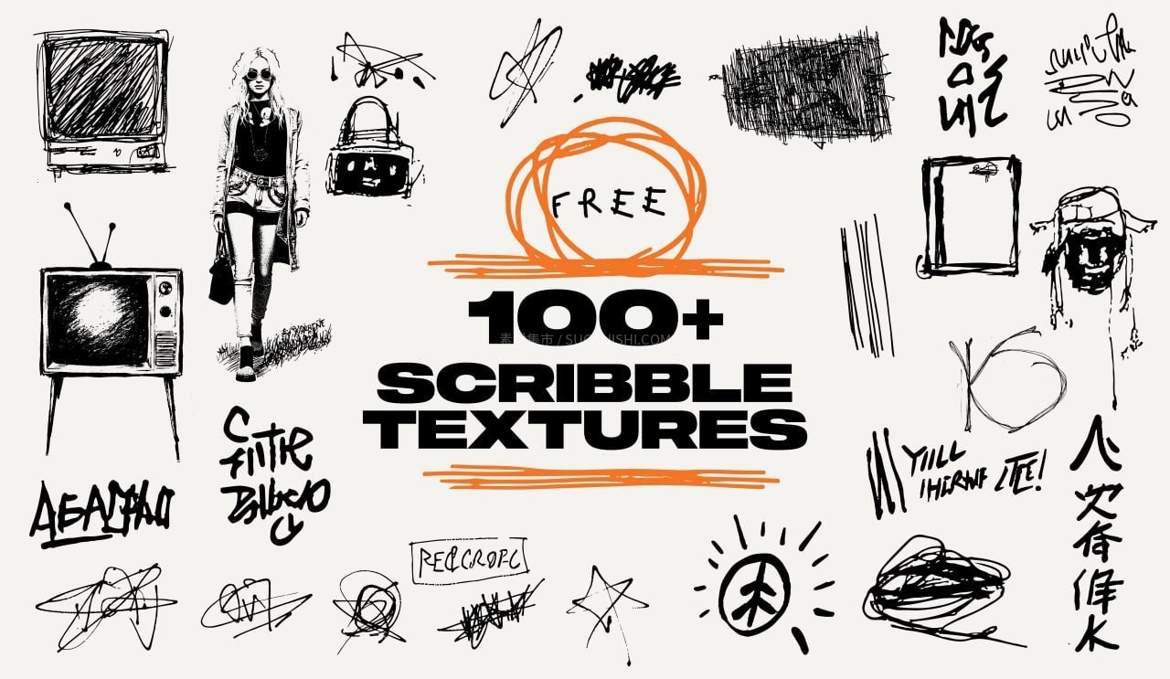 100+涂鸦手账装饰AI矢量素材